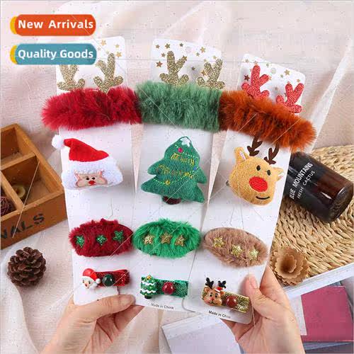 Christmas hair accessories cute elk old man brooch cartoon h