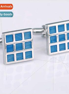 French Shirt Cufflinks Dress Cufflinks Blue Plaid Cufflinks