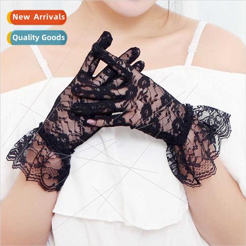 Summer Black Lace Short Riding Driving Sunscreen Gloves Brid