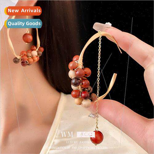 lver needle asymmetric sandalwood winding C-shaped chain ear