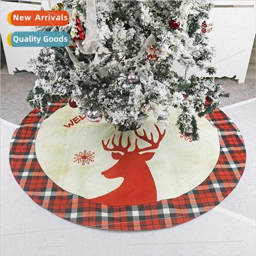 Burlap Printed Tree Skirt Christmas Decorations Holiday Scen