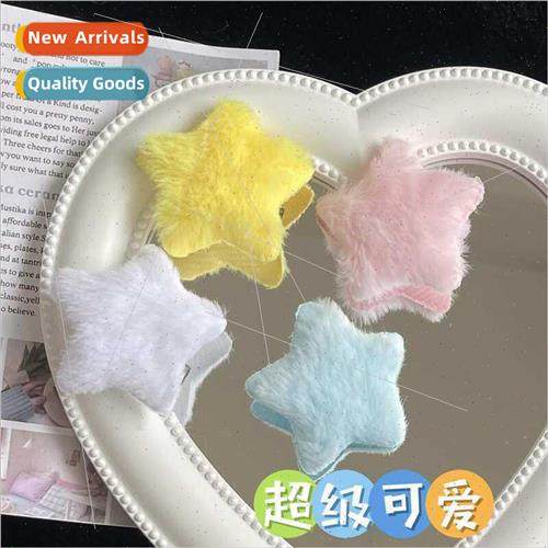 Sweet cute plush pentagram hair clips bangs clip children fe