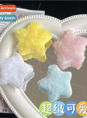 Sweet cute plush pentagram hair clips bangs clip children fe
