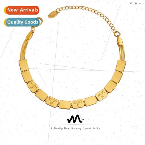 Korea niche nd bracelet tanium steel gold plated square patc
