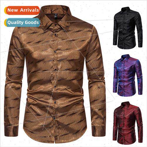 2023 Fall Men Jacquard Casual Long Sleeve Shirt A346