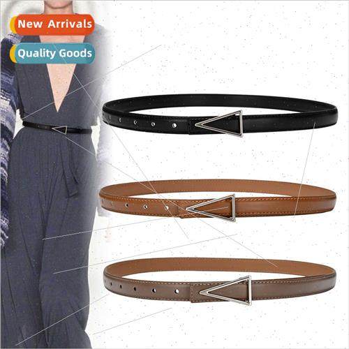 New simple triangle smooth buckle belt leather belt su cattl