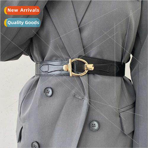Golden T buckle belt female decorative waistband skirt retro