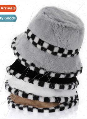 ve autumn winter new hundred wh pot hat splicing checkerboar