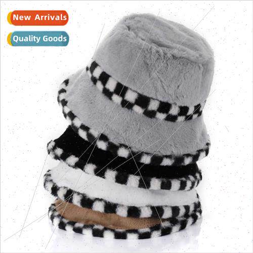 ve autumn winter new hundred wh pot hat splicing checkerboar