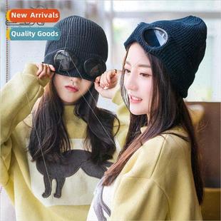 lens hat dome fall winte woolen Knted creative female cap