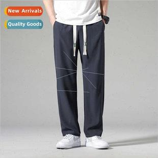 high pants tide summer casual men set Ice brloose silk