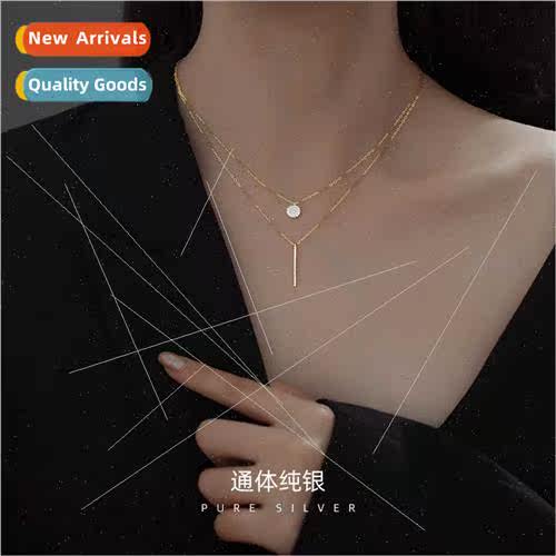 Korea long flash diamond round double layer necklace cold wi