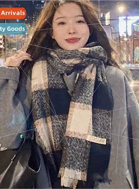 Winter atmosphere sense ~ retro plaid scarf female winter Ko