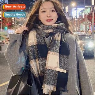 retro plaid scarf Winter winter sense female atmosphere