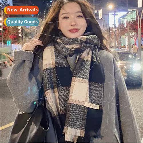 Winter atmosphere sense ~ retro plaid scarf female winter Ko