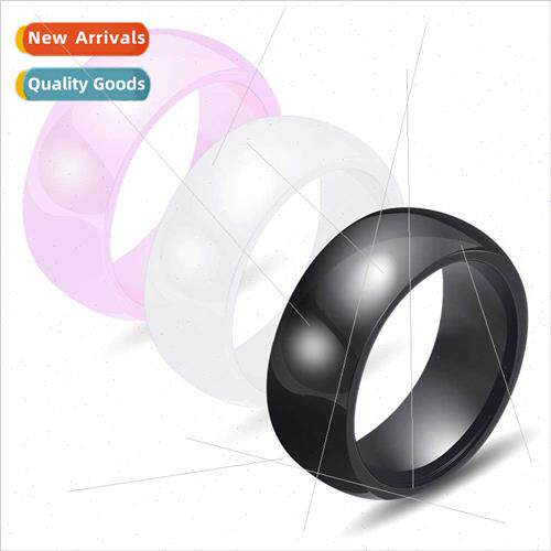 Europe ins black whe ceramic ring simple men women single ri