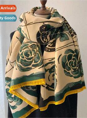 ve new thickened printed scarf women fall winter 2022 Chines