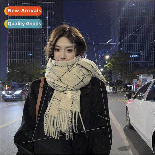 Korean ins imation cashmere plaid scarf female fall winter w