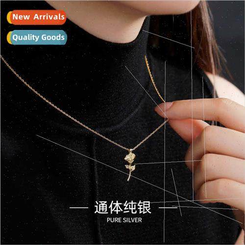 S925 silver Korea simple retro rose necklace gold cold wind