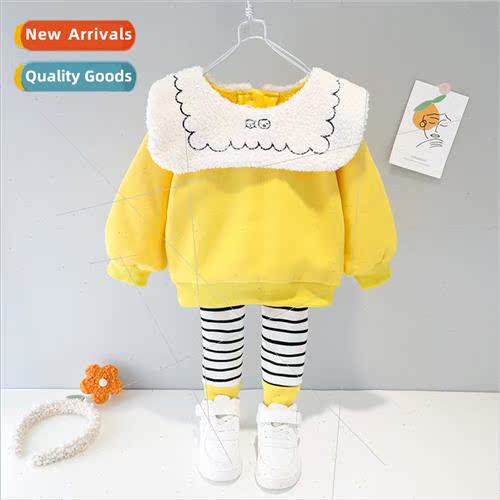 Girls fall and winter new padded cute sweater pants two-piec