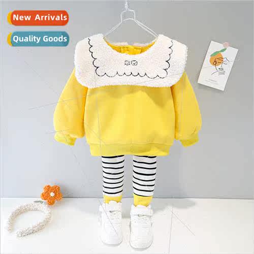 Girls fall and winter new padded cute sweater pants two-piec