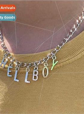Europe Hip Hop Letter Necklace necklace Hellboy mple Collarb