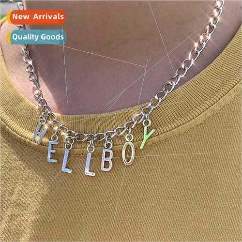 Europe Hip Hop Letter Necklace necklace Hellboy mple Collarb