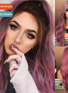 Europe center parted long curly hair big wave picking gradie