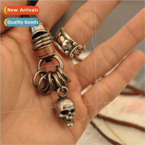 New Sale Skull Ghost Pendant Korea Men Cowhide Necklace Vint