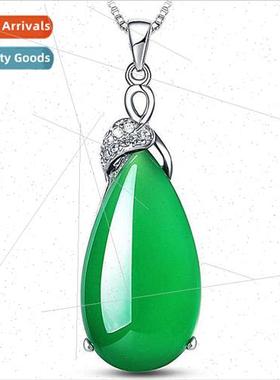 s925 silver necklace pendant onyx green chalcedony pendant f