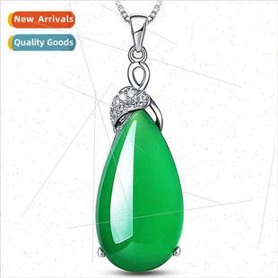 pendant necklace onyx green s925 chalcedony silver