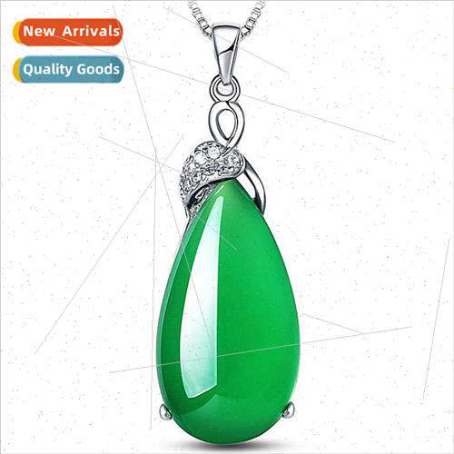 s925 silver necklace pendant onyx green chalcedony pendant f