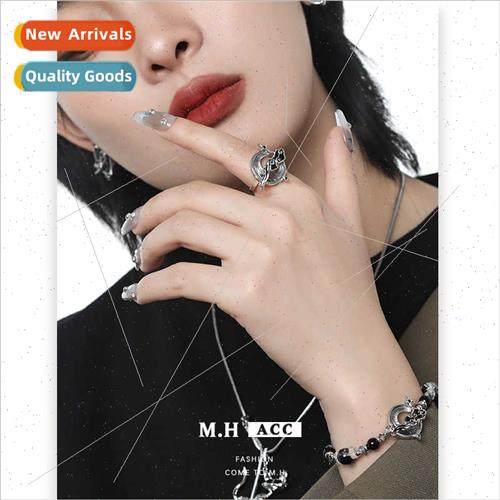 Nebula crescent open ring female niche retro hjewelry hundre