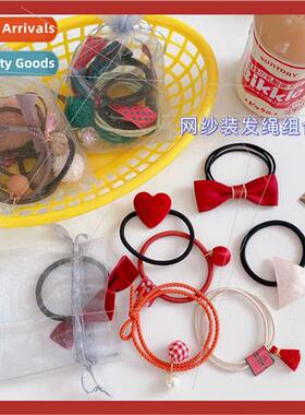 7pcs bag hair btie head rope bow hair rope Korean  ins headd