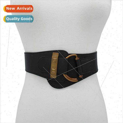 Black pu wide belt female elastic decorative dresses sub wai