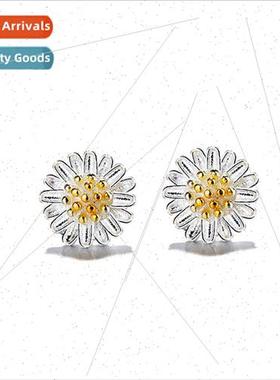 Earrings vegan silver daisy earrings gold silver color separ
