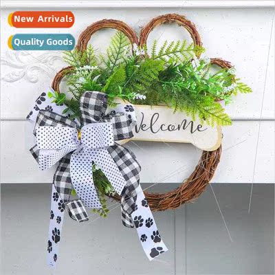 New 2023 Dead Branch Dog Paw Wreath Creative Rattan Circle D