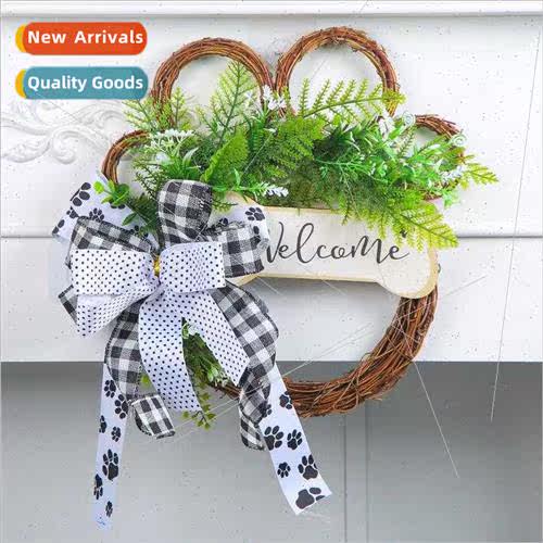New 2023 Dead Branch Dog Paw Wreath Creative Rattan Circle D
