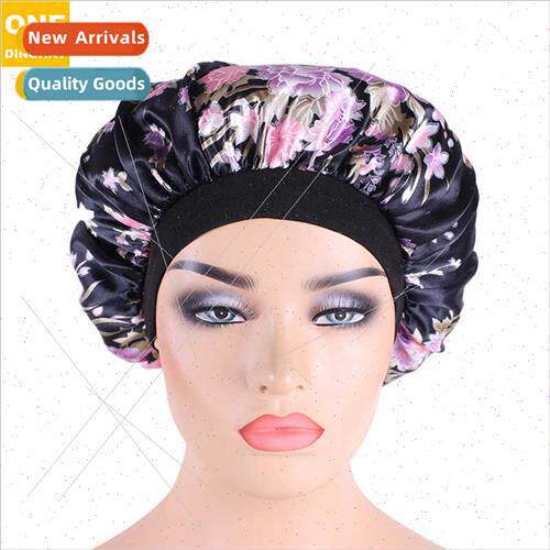 Satin Printed Round Hat~Stchy Wide-Brimmed Sleeping Cap Chem