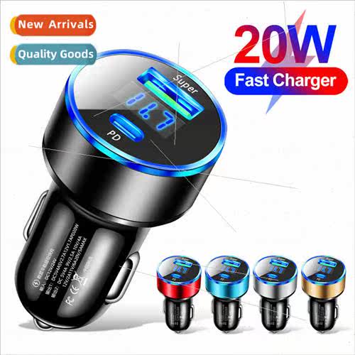 20W PD digal display fast charger car charger QC3.0 car char