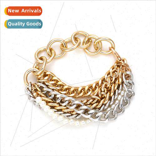 mple copper gold-plated multi-layer chain bracelet vintage f