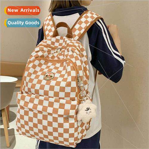 Fashion schoolbag female checkerboard grid shoulder bag fema