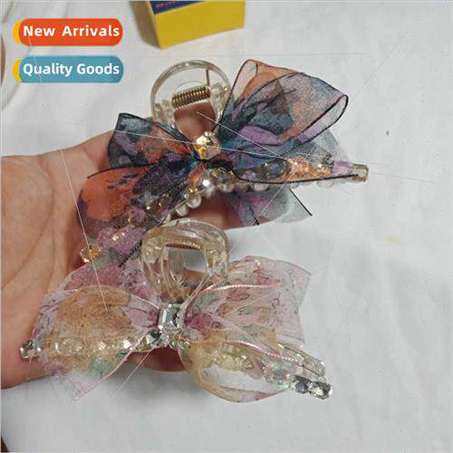 Hair accessories female small Juan yarn bow grab clip super