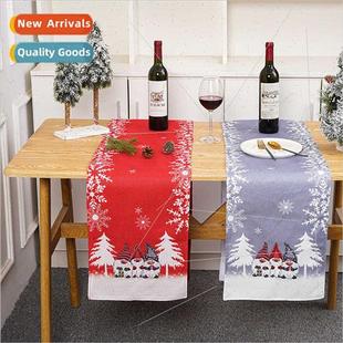 Christmas decorations red gray cartoon printing tablecloth h