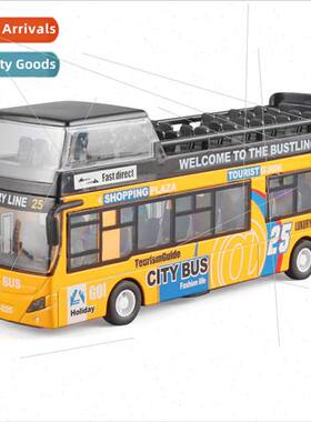Medium Macau double-decker light view bus Alloy car model bu