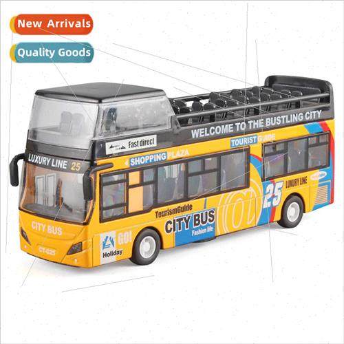 Medium Macau double-decker light view bus Alloy car model bu