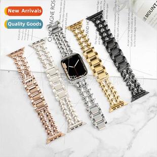 适用apple double row love stainless steel metal watch bapple