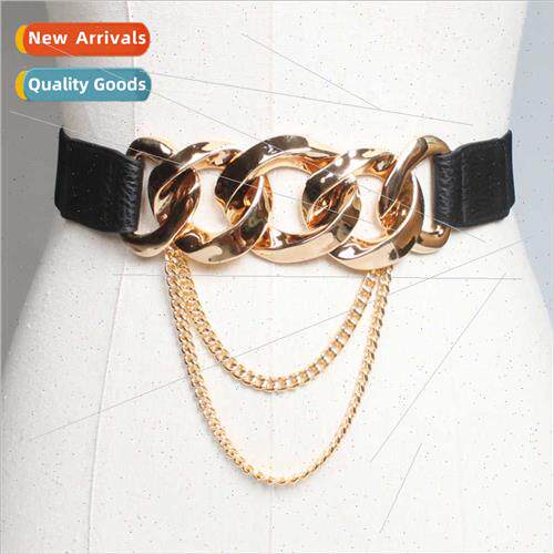 Elastic coat metal thick chain ladies belt  skirt waist fash