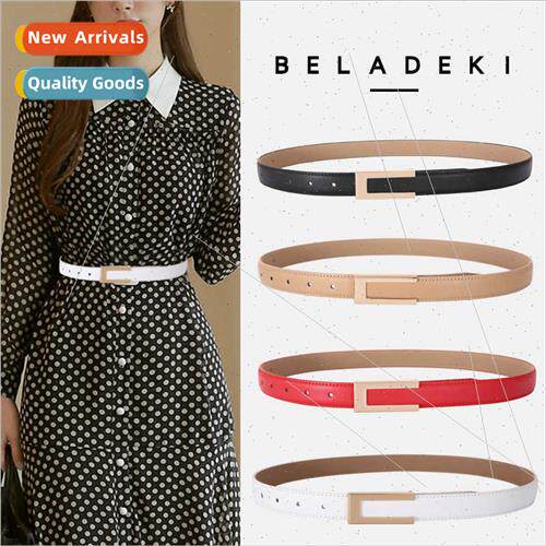 Ladies Smooth Buckle Belt Alloy Matte Fashion Dress Thin Wai