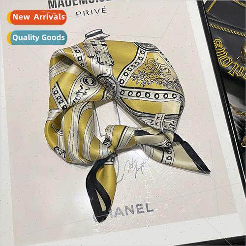 Yellow silk silk scarf small square scarf female spring fall